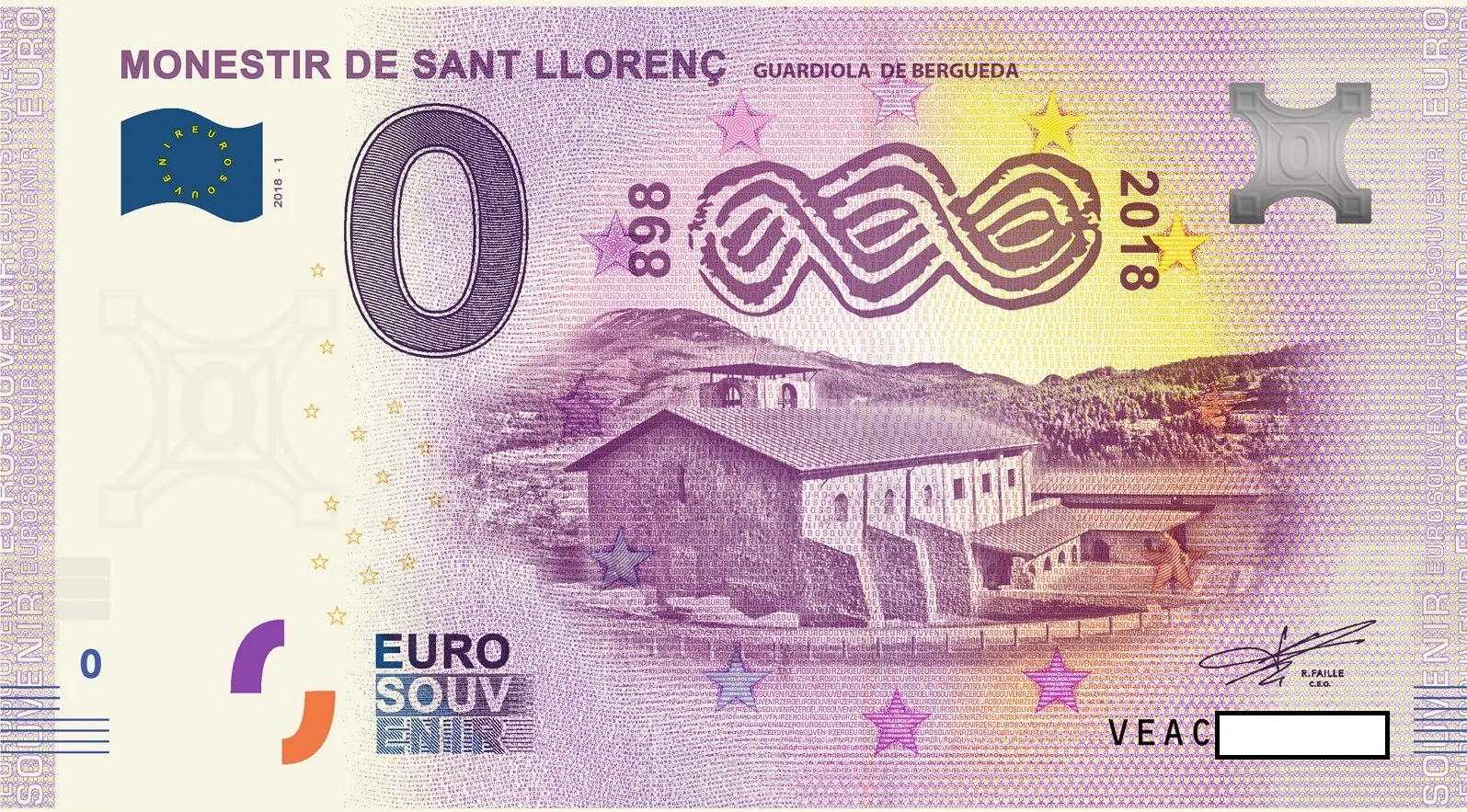 BILLETE SOUVENIR 0 EURO 2018 ESPAÑA MONESTIR SANT LLORENÇ